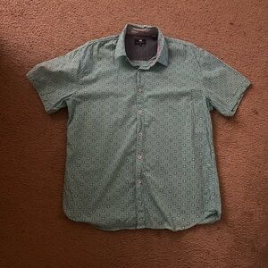 Michael Brandon Teal Patterned Casual Shirt